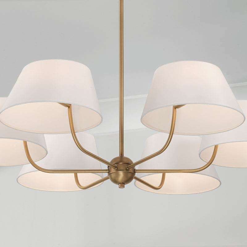 Capital Lighting 450461AD Six Light Chandelier, Aged Brass