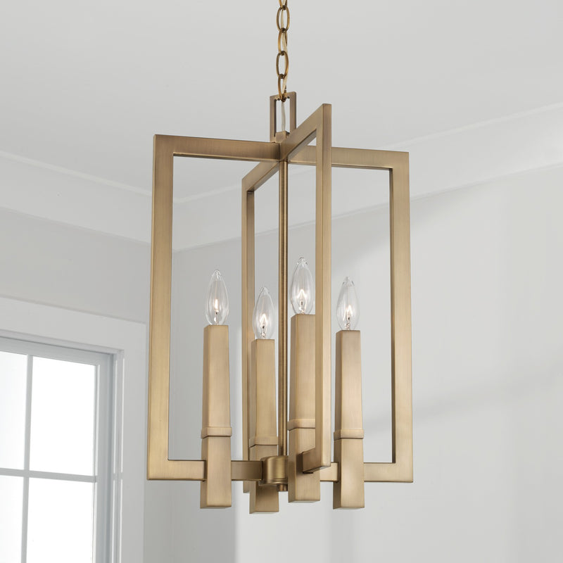 Capital Lighting 549641AD Four Light Foyer, Aged Brass