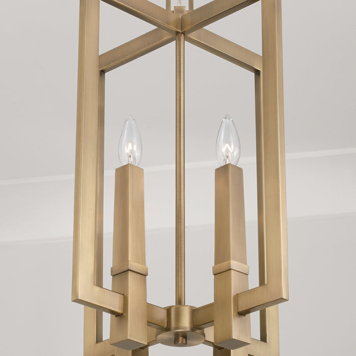 Capital Lighting 549641AD Four Light Foyer, Aged Brass