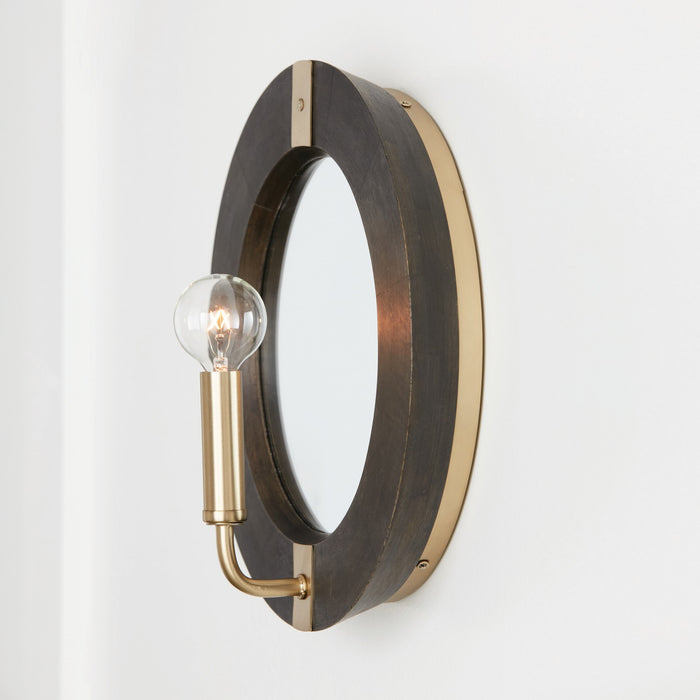 Capital Lighting 647311KR One Light Wall Sconce, Black Stain and Matte Brass