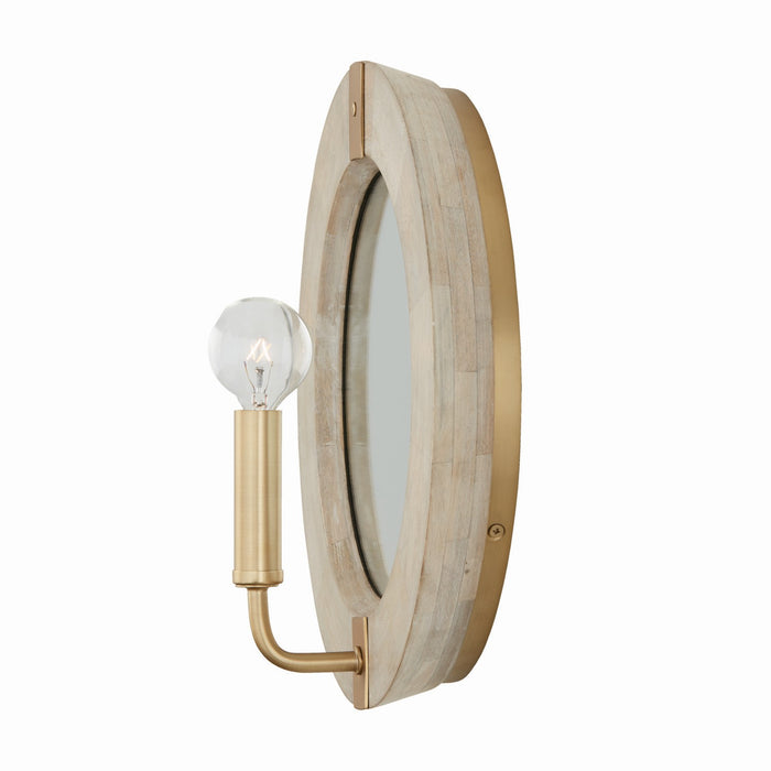 Capital Lighting 647311WS One Light Wall Sconce, White Wash and Matte Brass