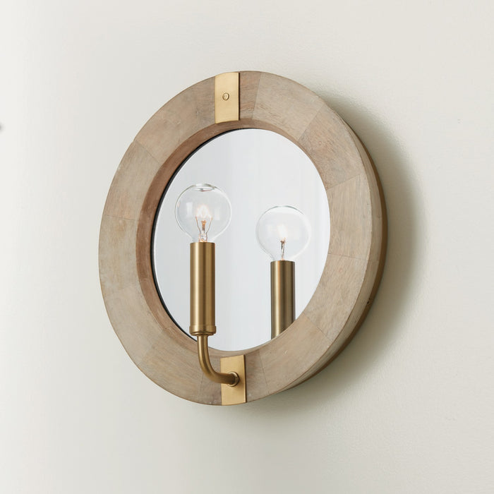 Capital Lighting 647311WS One Light Wall Sconce, White Wash and Matte Brass