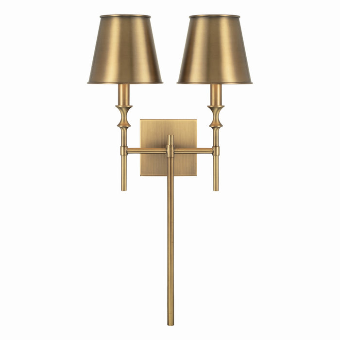 Capital Lighting 649721AD-708 Two Light Wall Sconce, Aged Brass