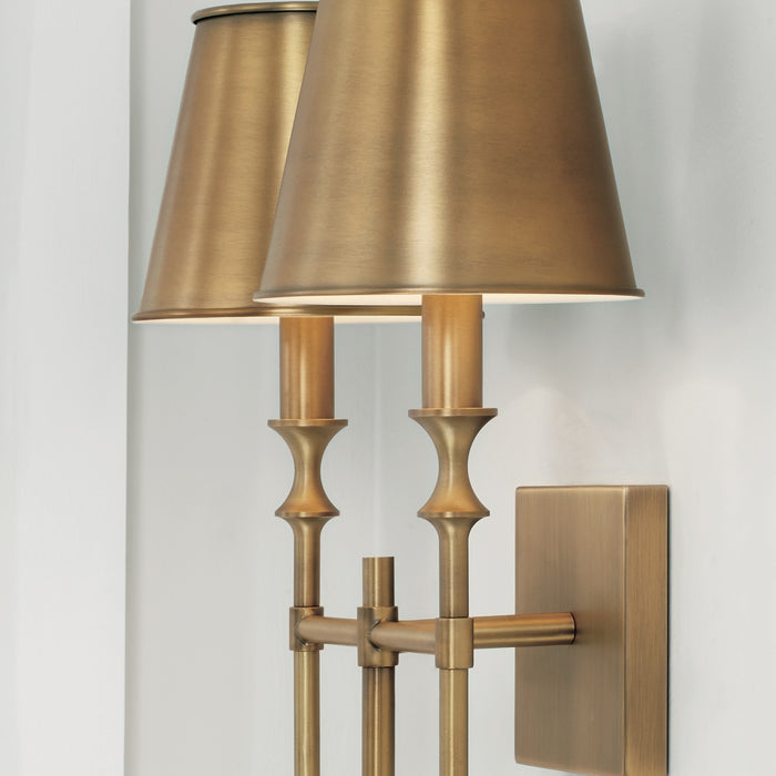 Capital Lighting 649721AD-708 Two Light Wall Sconce, Aged Brass