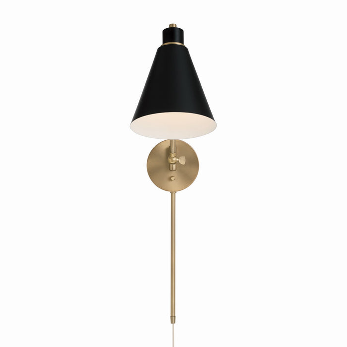 Capital Lighting 650111AB One Light Wall Sconce, Aged Brass and Black