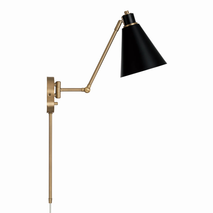 Capital Lighting 650111AB One Light Wall Sconce, Aged Brass and Black