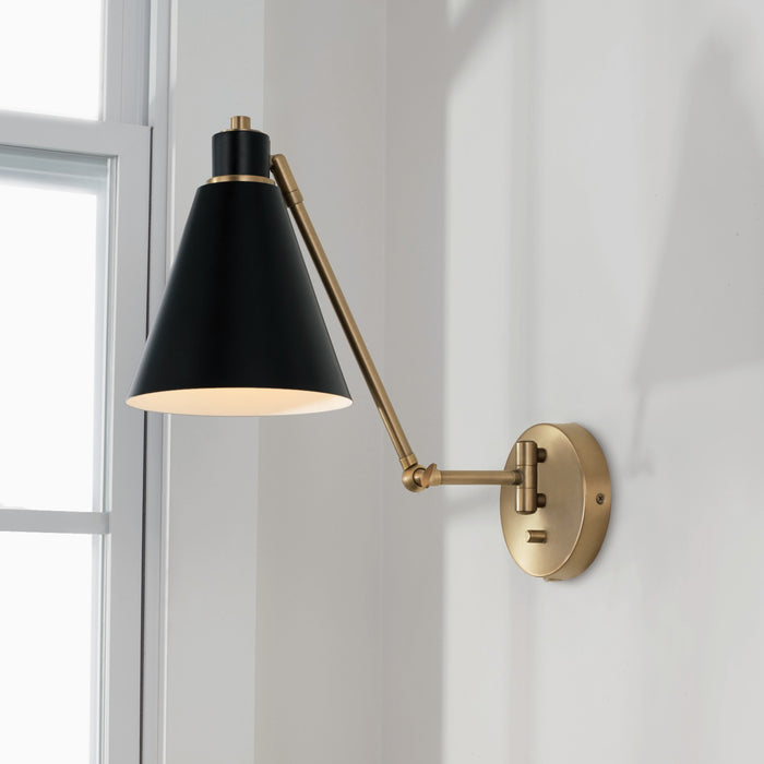 Capital Lighting 650111AB One Light Wall Sconce, Aged Brass and Black