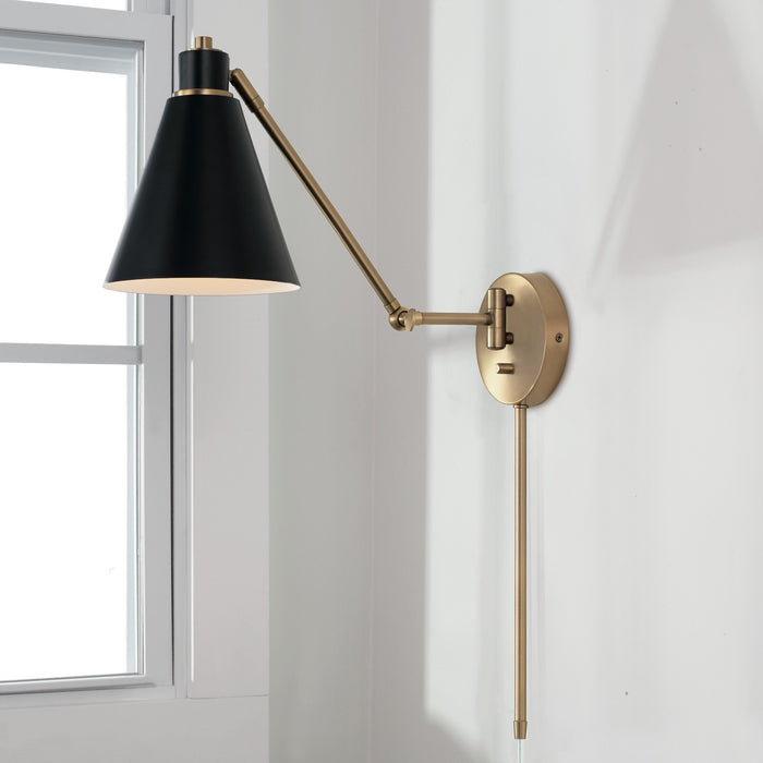 Capital Lighting 650111AB One Light Wall Sconce, Aged Brass and Black