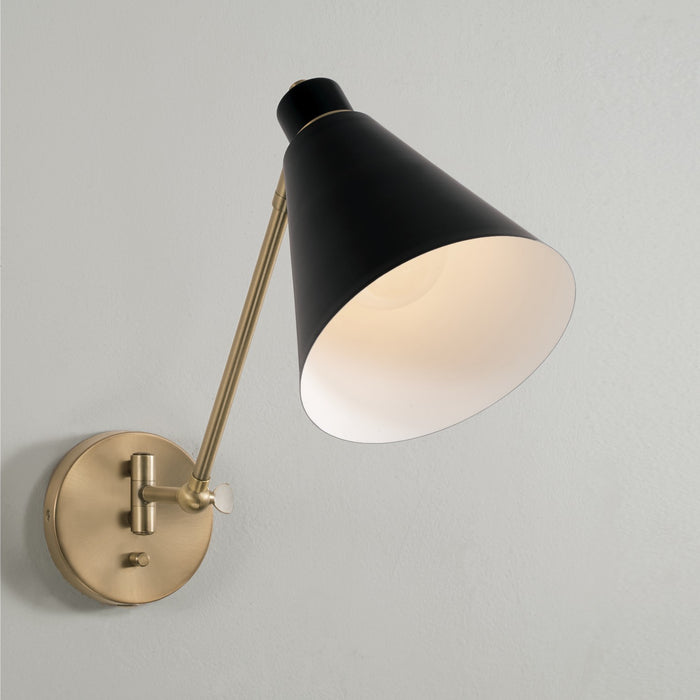 Capital Lighting 650111AB One Light Wall Sconce, Aged Brass and Black