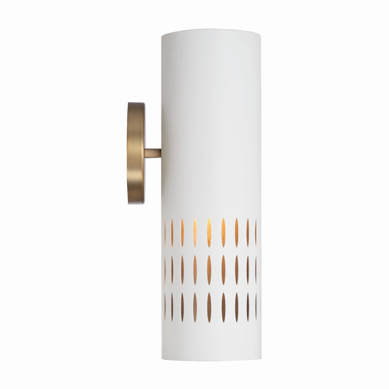 Capital Lighting 650211AW One Light Wall Sconce, Aged Brass and White