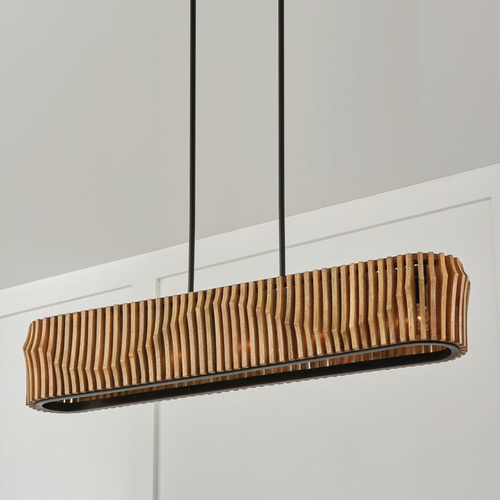 Capital Lighting 844661WK Six Light Island Pendant, Light Wood and Matte Black
