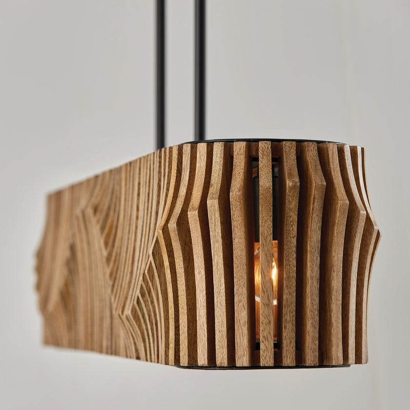 Capital Lighting 844661WK Six Light Island Pendant, Light Wood and Matte Black