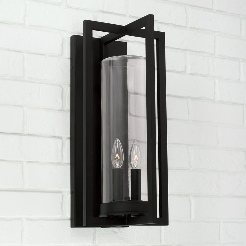 Capital Lighting 948221BK Two Light Outdoor Wall Lantern, Black