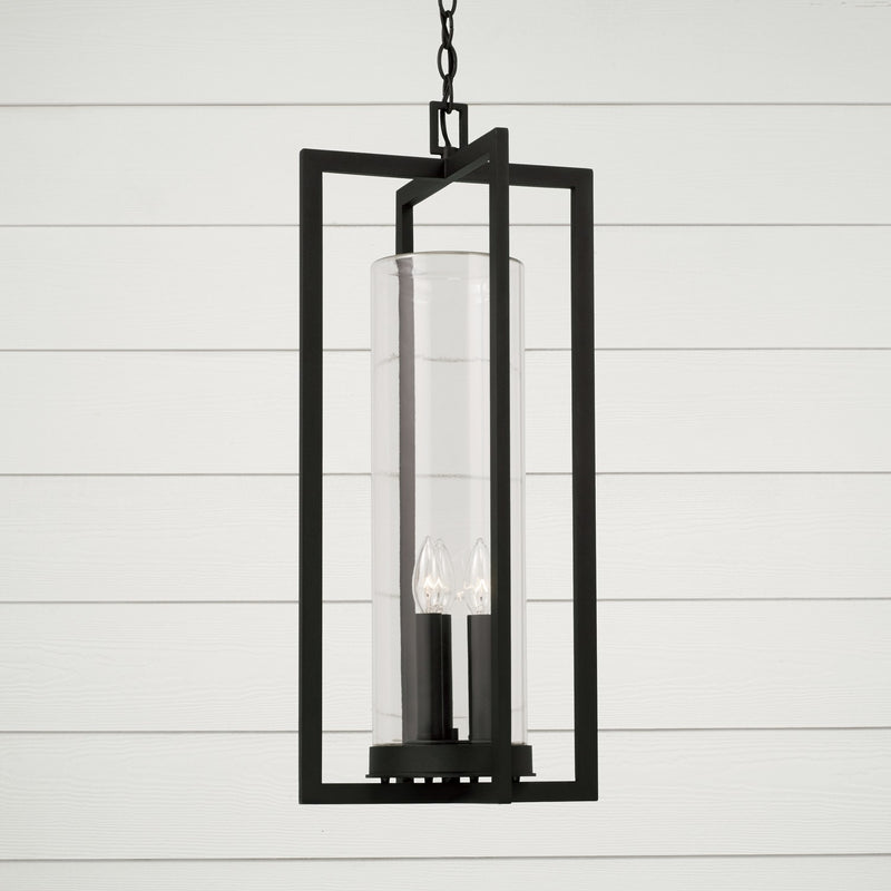 Capital Lighting 948232BK Three Light Outdoor Hanging Lantern, Black