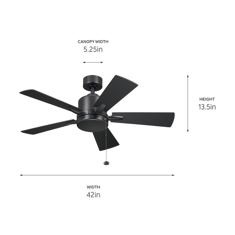 Kichler 330241SBK 42" Ceiling Fan, Satin Black