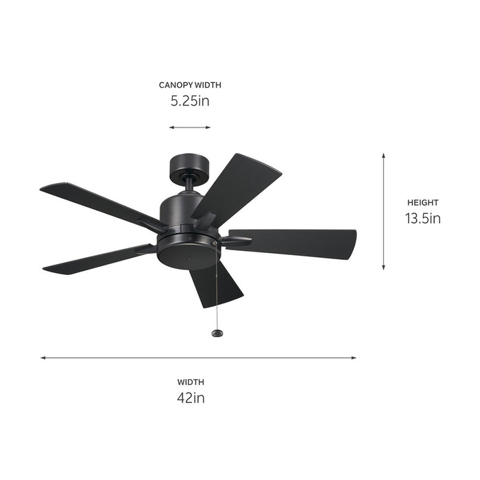 Kichler 330241SBK 42" Ceiling Fan, Satin Black