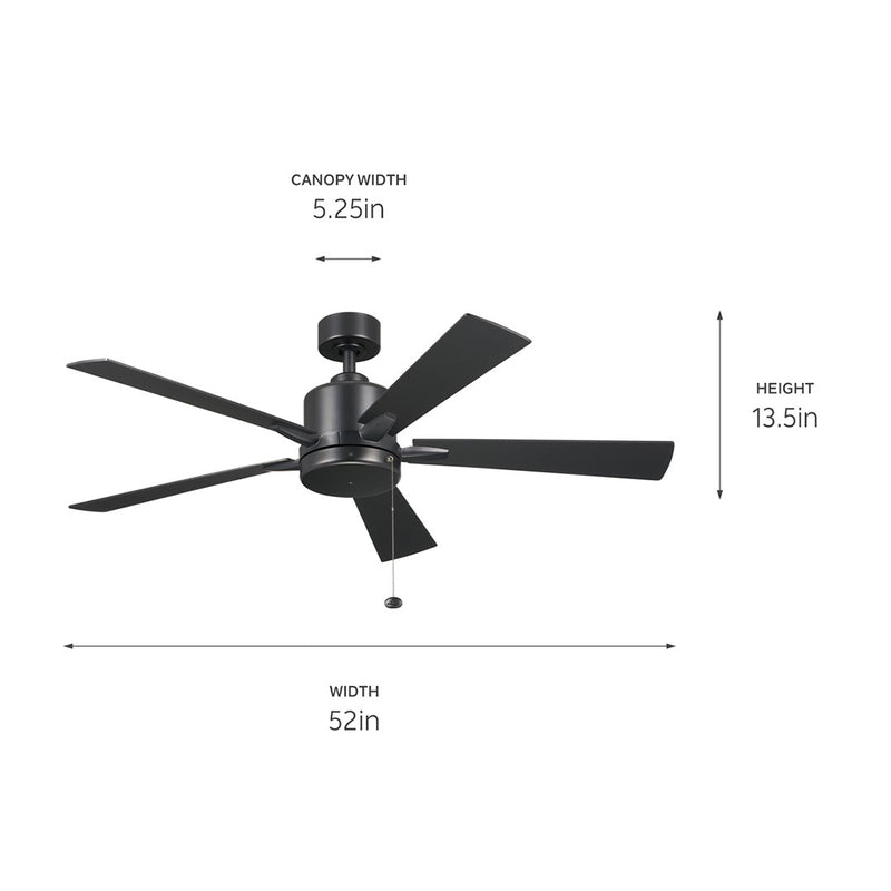 Kichler 330242SBK 52" Ceiling Fan, Satin Black