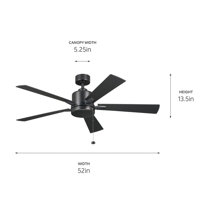 Kichler 330242SBK 52" Ceiling Fan, Satin Black