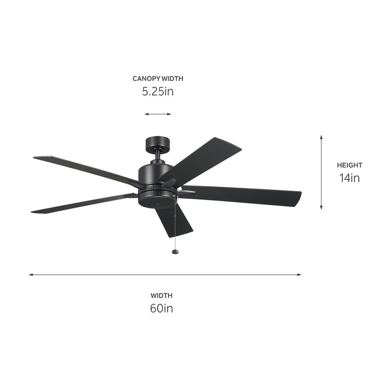 Kichler 330243SBK 60" Ceiling Fan, Satin Black