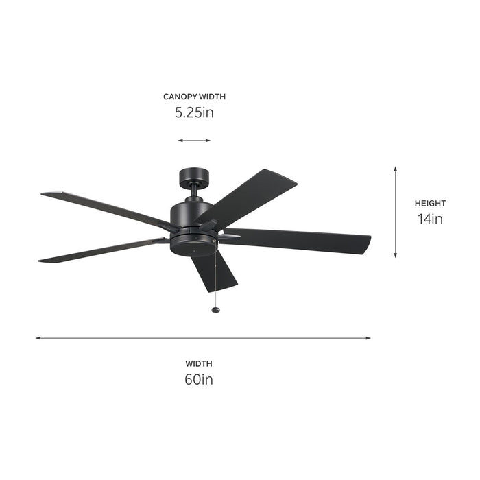 Kichler 330243SBK 60" Ceiling Fan, Satin Black