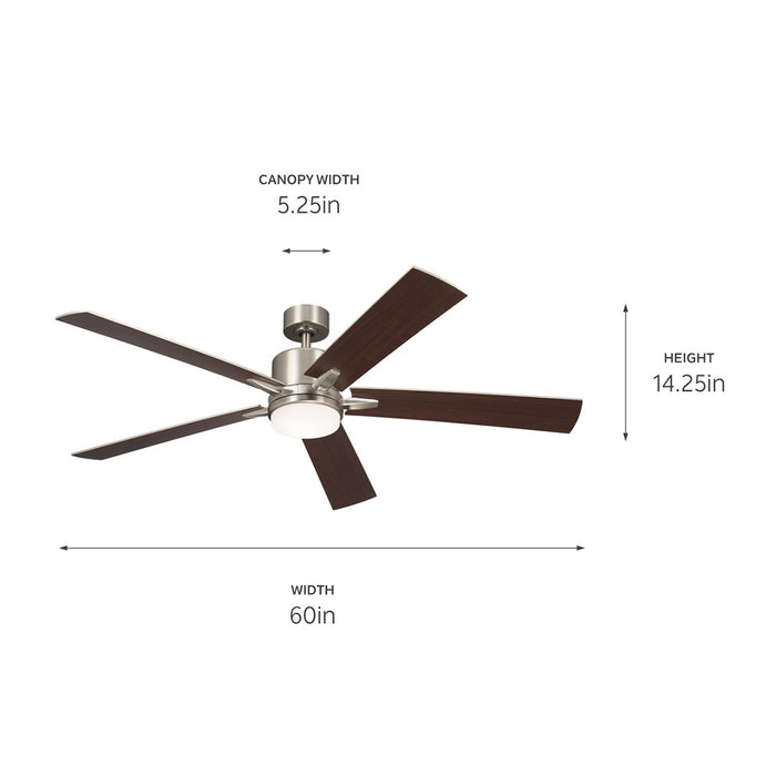 Kichler 330060NI 60" Ceiling Fan, Brushed Nickel