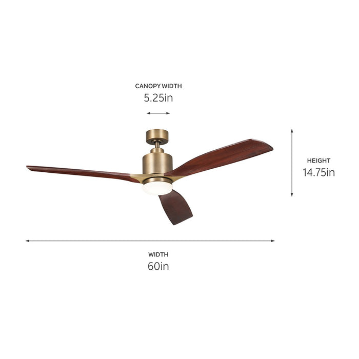 Kichler 300075NBR 60" Ceiling Fan, Brushed Natural Brass