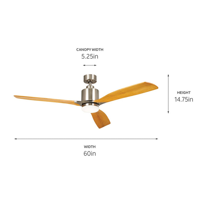 Kichler 300075BSS 60" Ceiling Fan, Brushed Stainless Steel