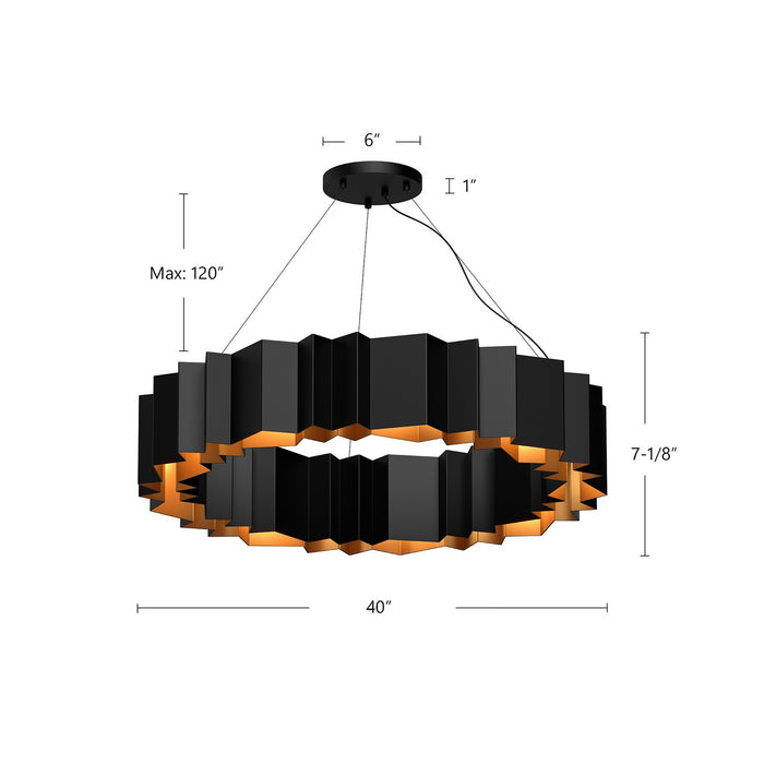 Kuzco Lighting CH58040-BK/GD 12 Light Chandelier, Black/Gold