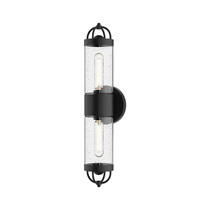 Alora EW461102BKCB Two Light Outdoor Wall Lantern, Clear Bubble Glass/Textured Black