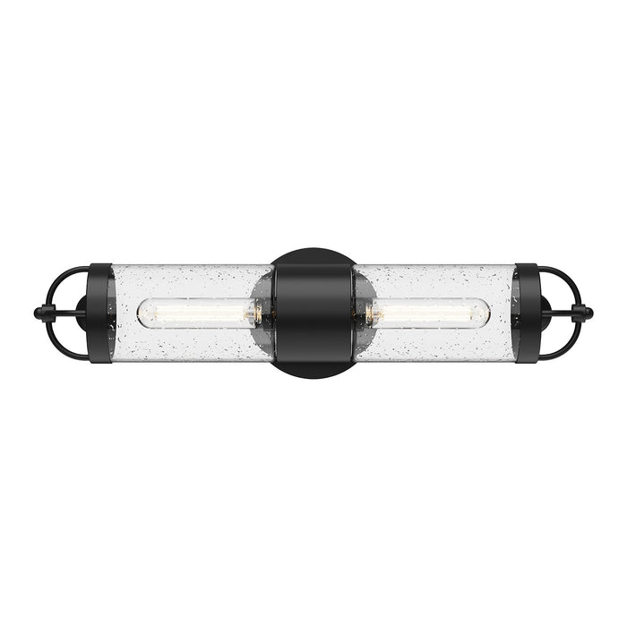 Alora EW461102BKCB Two Light Outdoor Wall Lantern, Clear Bubble Glass/Textured Black