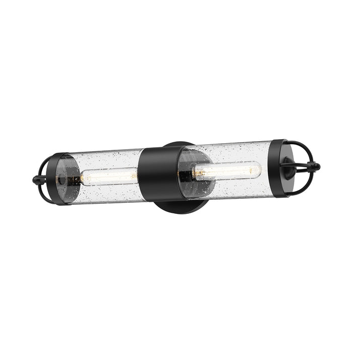Alora EW461102BKCB Two Light Outdoor Wall Lantern, Clear Bubble Glass/Textured Black