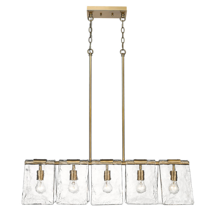 Golden 6072-LP MBS-HWG Five Light Linear Pendant, Modern Brass