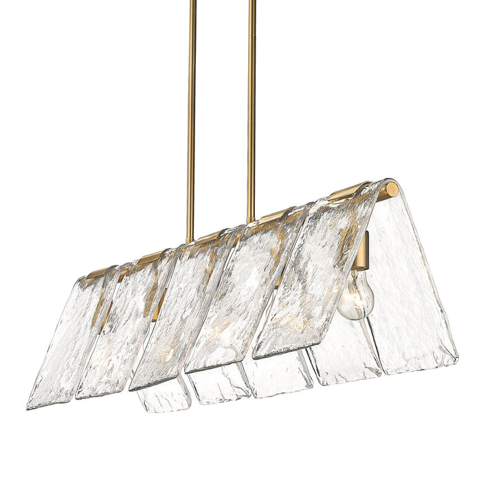 Golden 6072-LP MBS-HWG Five Light Linear Pendant, Modern Brass