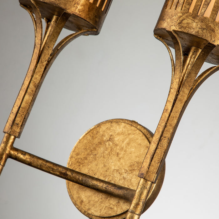 Lucas + McKearn SC20319G-2 Two Light Wall Sconce, Gold Leaf