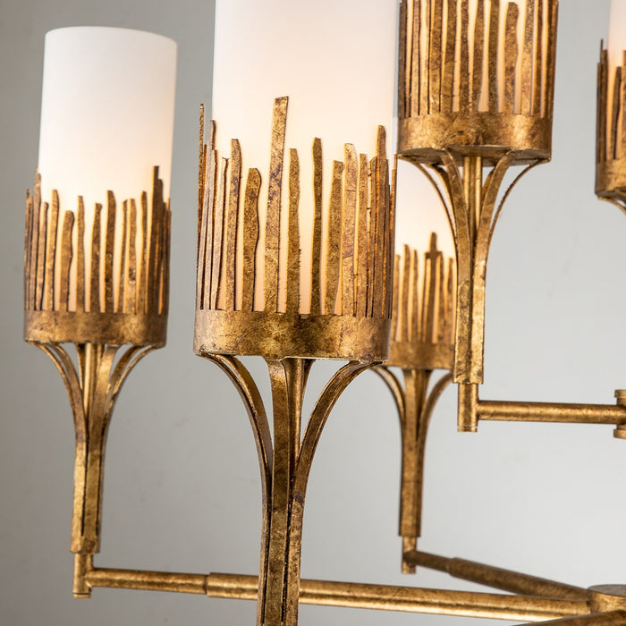 Lucas + McKearn CH20319G-9 Nine Light Chandelier, Gold Leaf