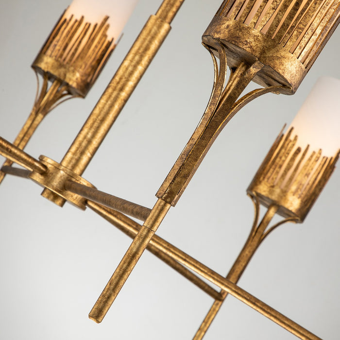 Lucas + McKearn CH20319G-9 Nine Light Chandelier, Gold Leaf