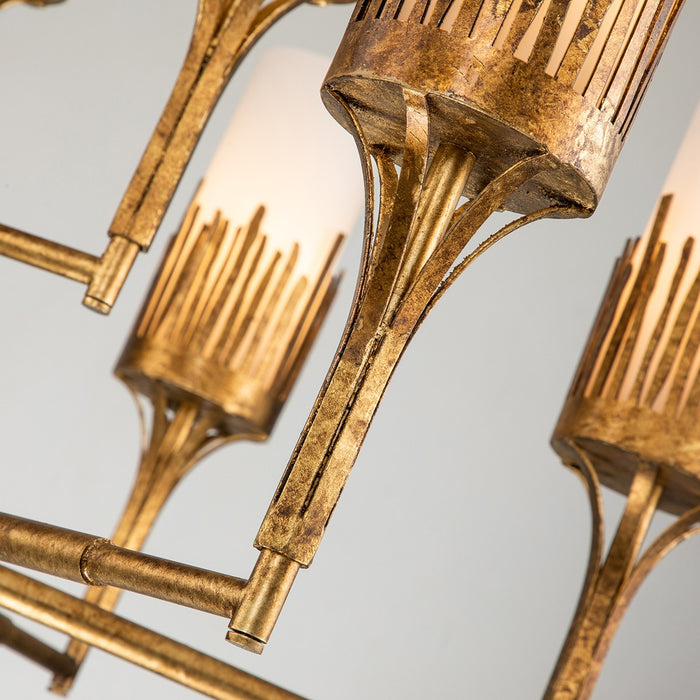Lucas + McKearn CH20319G-9 Nine Light Chandelier, Gold Leaf