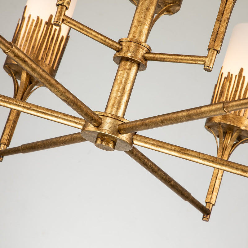 Lucas + McKearn CH20319G-9 Nine Light Chandelier, Gold Leaf