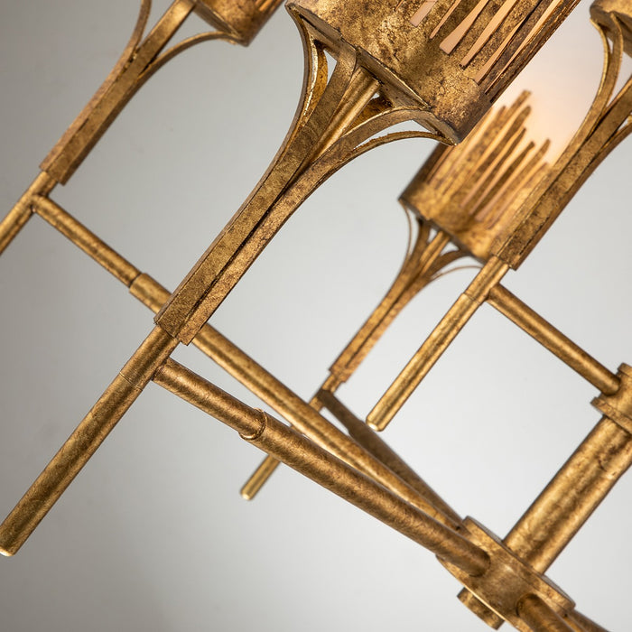 Lucas + McKearn CH20319G-6 Six Light Chandelier, Gold Leaf