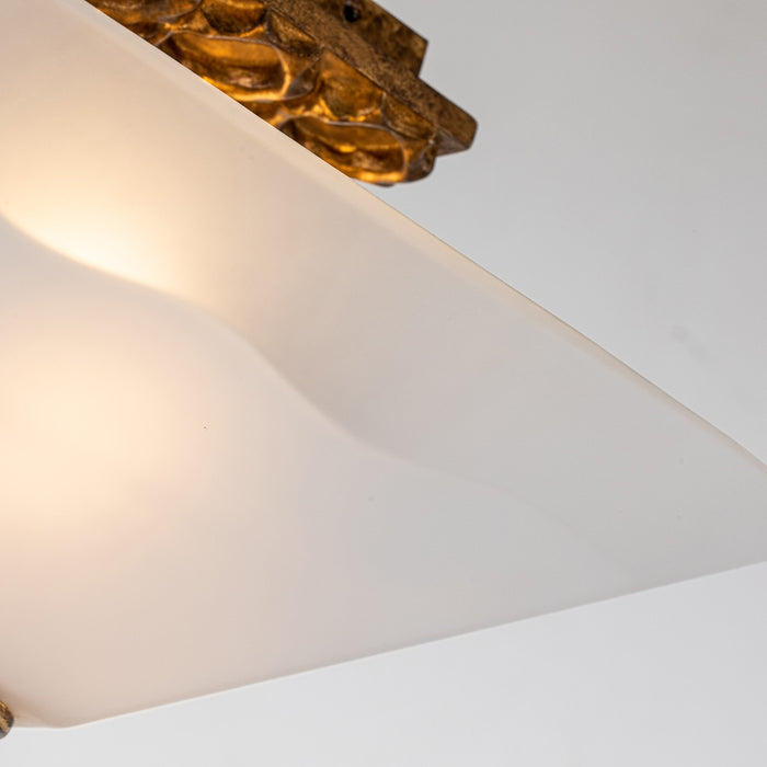 Lucas + McKearn FM1002G-2 Two Light Flush Mount, Gold Leaf