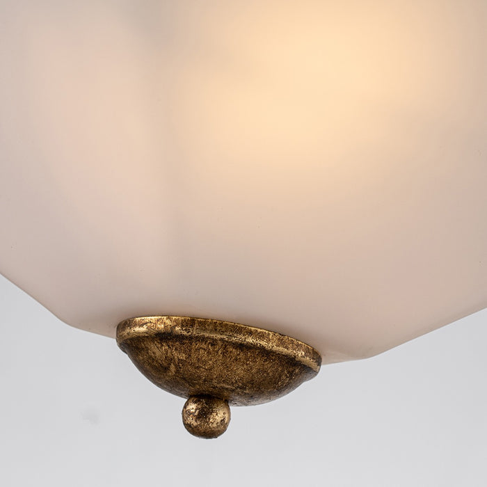 Lucas + McKearn FM1002G-2 Two Light Flush Mount, Gold Leaf