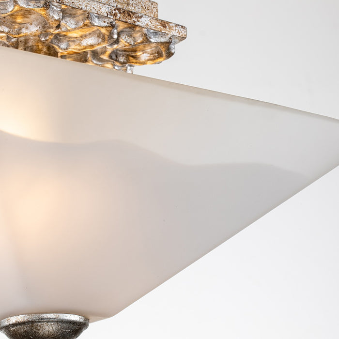 Lucas + McKearn FM1002S-2 Two Light Flush Mount, Silver Leaf