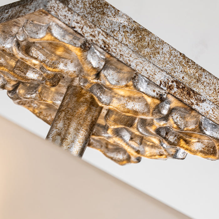 Lucas + McKearn FM1002S-2 Two Light Flush Mount, Silver Leaf