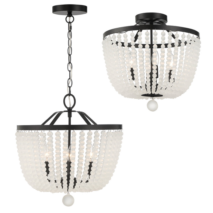 Crystorama 604-MK-FR_CEILING Four Light Semi Flush Mount, Matte Black