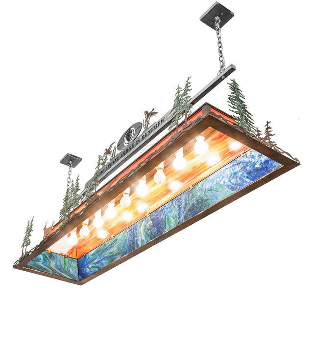 Meyda Tiffany 258790 Nine Light Pendant, Dark Burnished Antique Copper, Raw Steel, & Solar Black