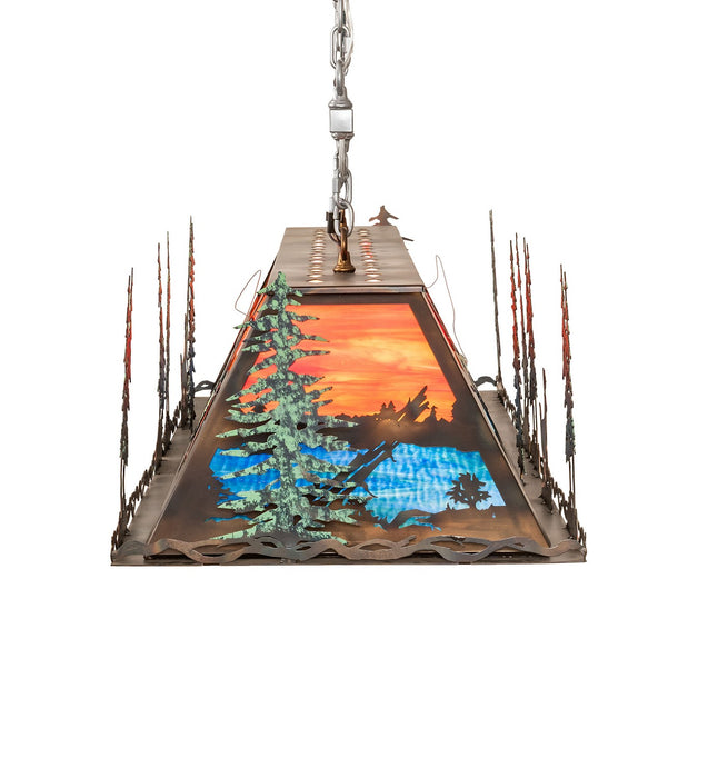 Meyda Tiffany 258790 Nine Light Pendant, Dark Burnished Antique Copper, Raw Steel, & Solar Black