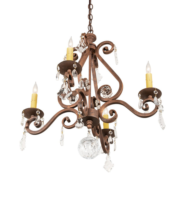 Meyda Tiffany 257372 Four Light Chandelier, Antique Rust