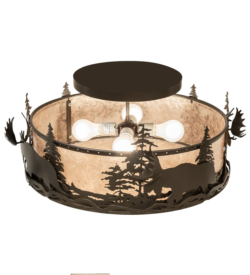 Meyda Tiffany 258530 Four Light Flushmount, Timeless Bronze