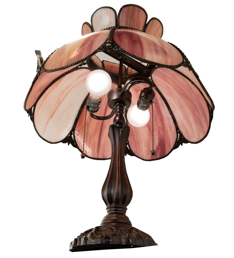 Meyda Tiffany 259879 Two Light Table Lamp, Mahogany Bronze