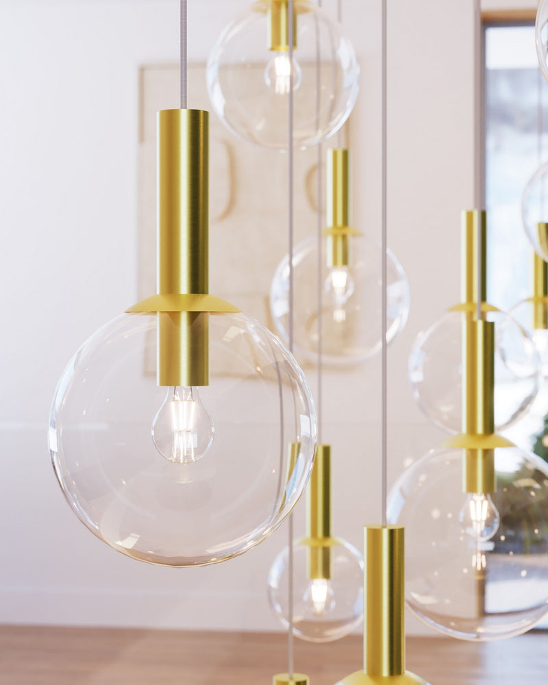 Sonneman 3760.38 One Light Pendant, Satin Brass